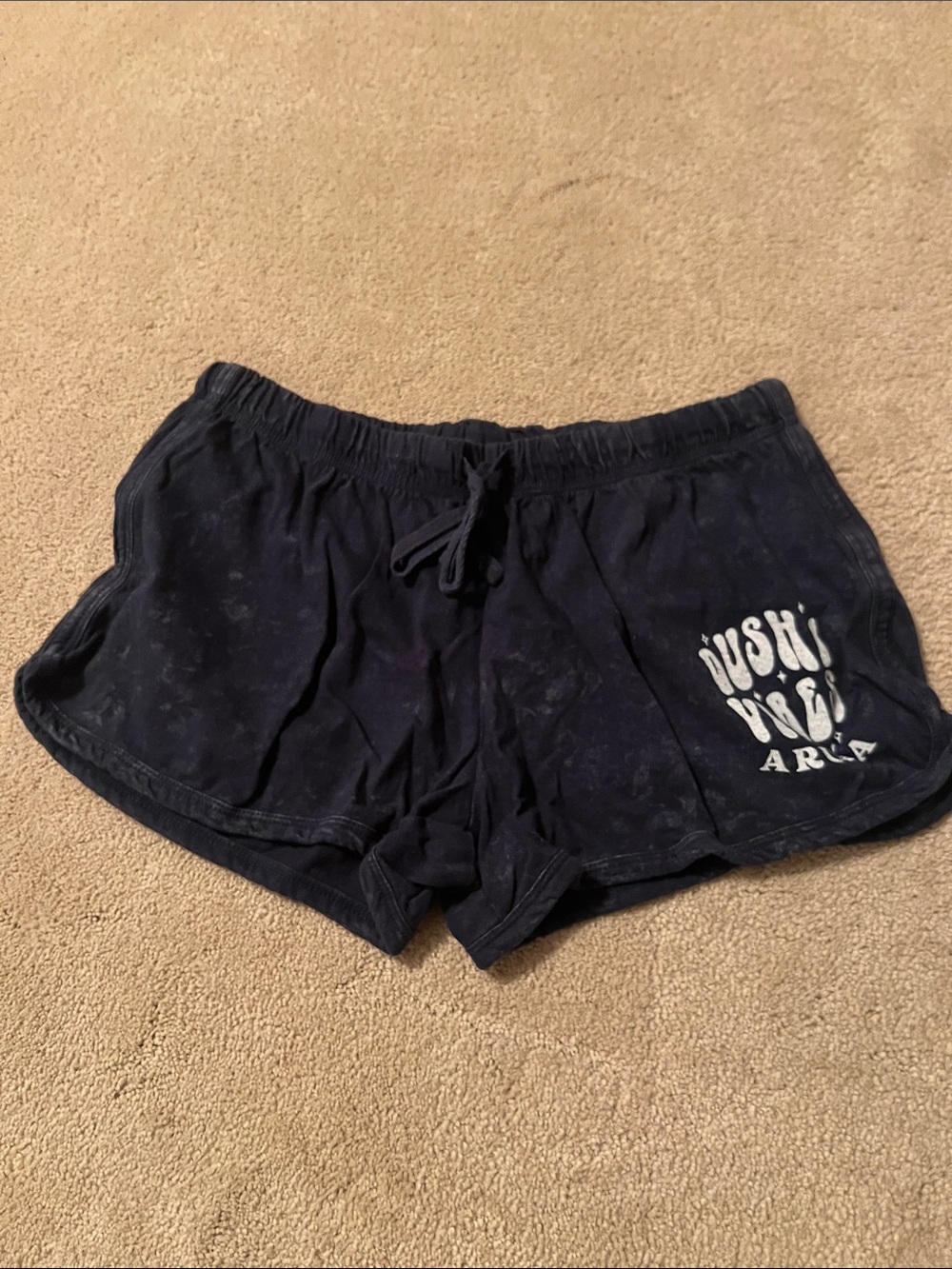 Aria Navy Athletic Drawstring Shorts with Logo